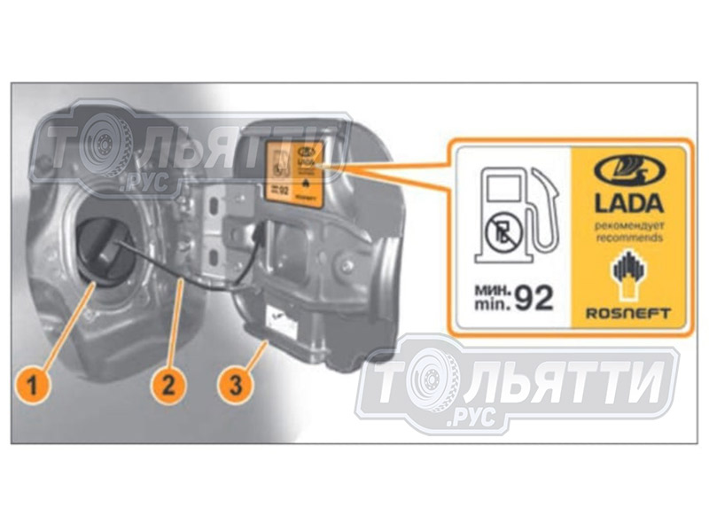 Табличка на крышку бензобака о применении топлива «Lada рекомендует rosneft» Фото 1