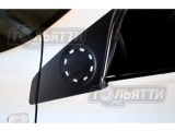 Накладки (наклейки, плёнка) стоек дверей + уголки под зеркало чёрные Renault Duster
