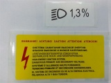 Таблички «Внимание высокое напряжение» и «1,3 %» для а/м без кондиционера